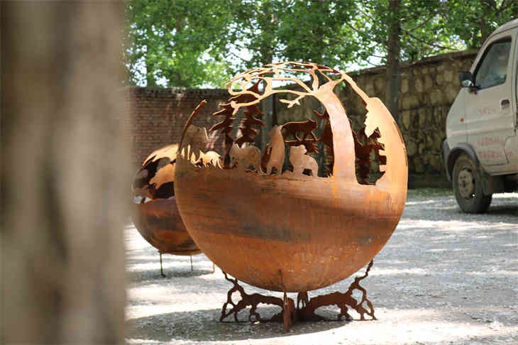 Corten Weathering Steel Steel Fire Ball Sculpture