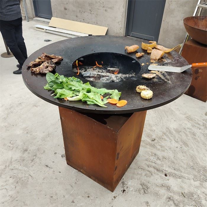 Retro Style Rusty Exterior Corten Steel Bbq Grill